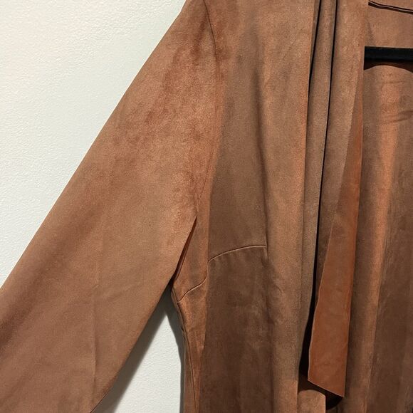 Soft Surroundings Jacket Women’s 1X Shape Drape Brown Faux Suede Waterfall - Picture 5 of 7